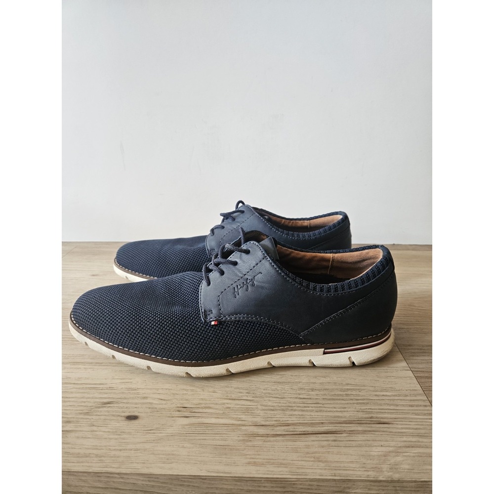 Tommy Hilfiger Winner Oxford Navy Blue Knit Hybrid Casual Dress Shoes Mens Sz 12